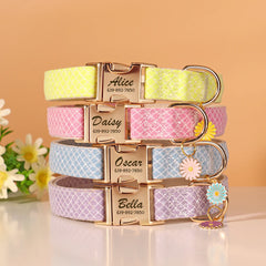 Personalized Dog Collar with Floral Charm