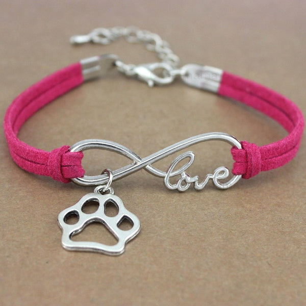 Pulsera del encanto de amor de infinidad del corazón de la pata