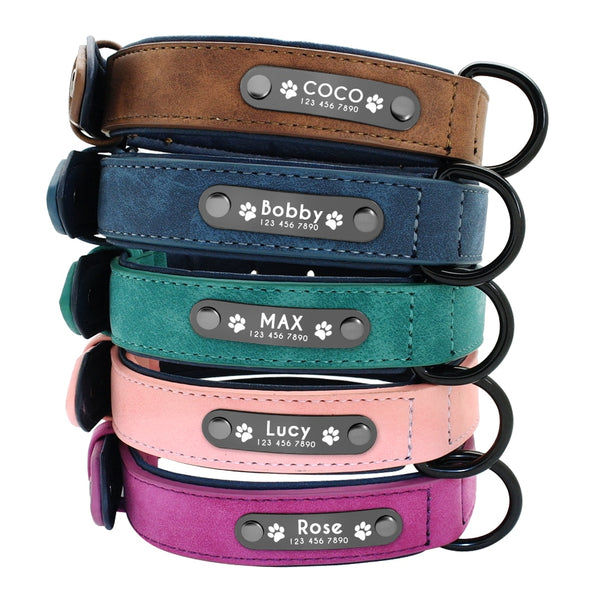 Soft Leather Custom Engraved Dog Collar