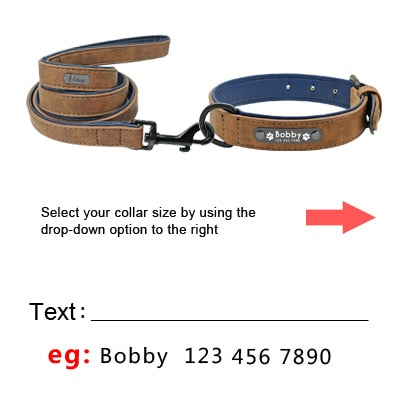 Soft Leather Custom Engraved Dog Collar