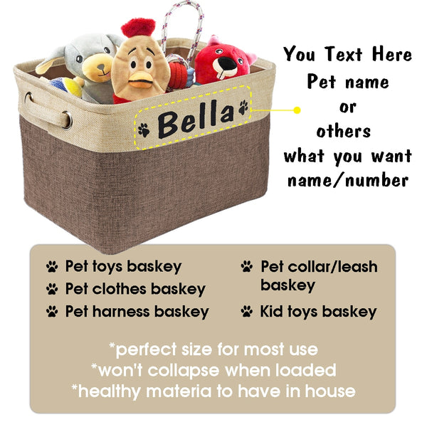 Personalized Dog Toys Storage Basket Bin