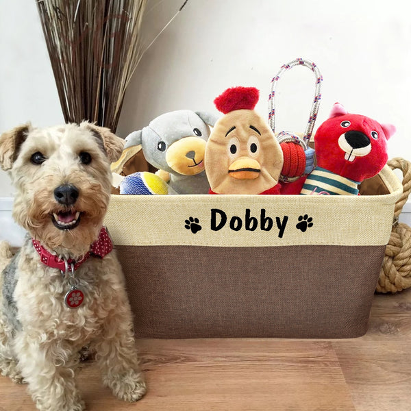 Personalized Dog Toys Storage Basket Bin