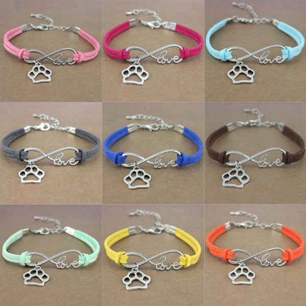 Paw Heart Infinity Love Charm Bracelet