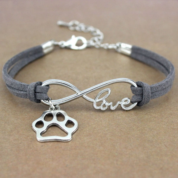 Paw Heart Infinity Love Charm Bracelet