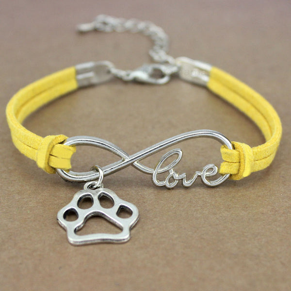 Paw Heart Infinity Love Charm Bracelet