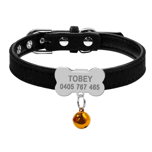 Personalized Suede Leather Collar For Small Pet