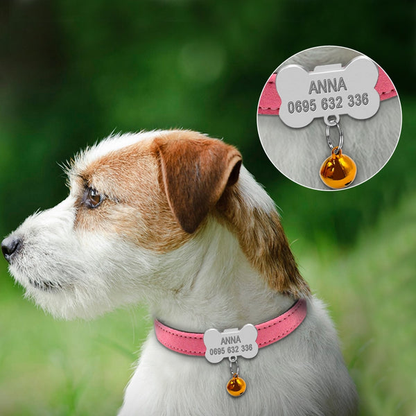 Personalized Suede Leather Collar For Small Pet