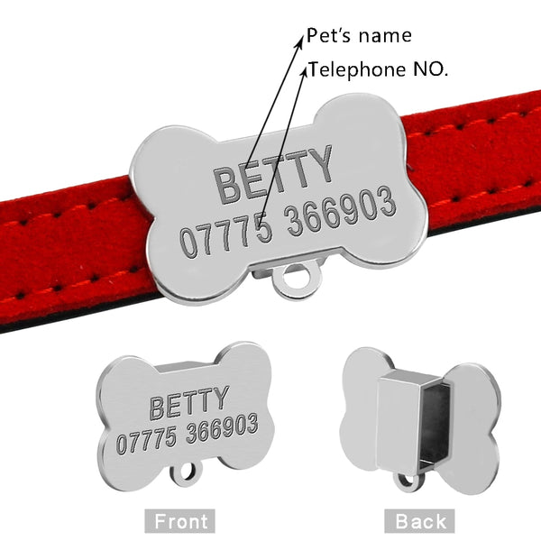 Personalized Suede Leather Collar For Small Pet