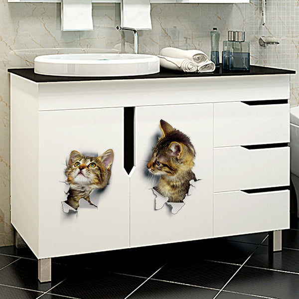 3D Hole View Cat Wall Sticker